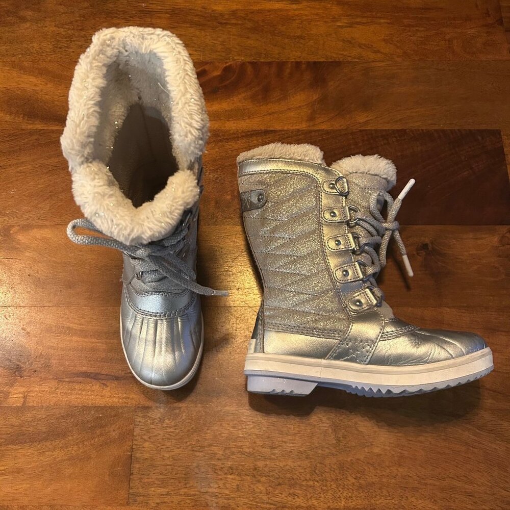 Sorel Kids Metallic Silver Winter Boots